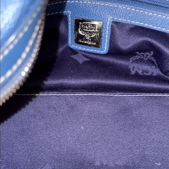 MCM Teal Leather Satchel with Silver Details - Picture 11 of 14